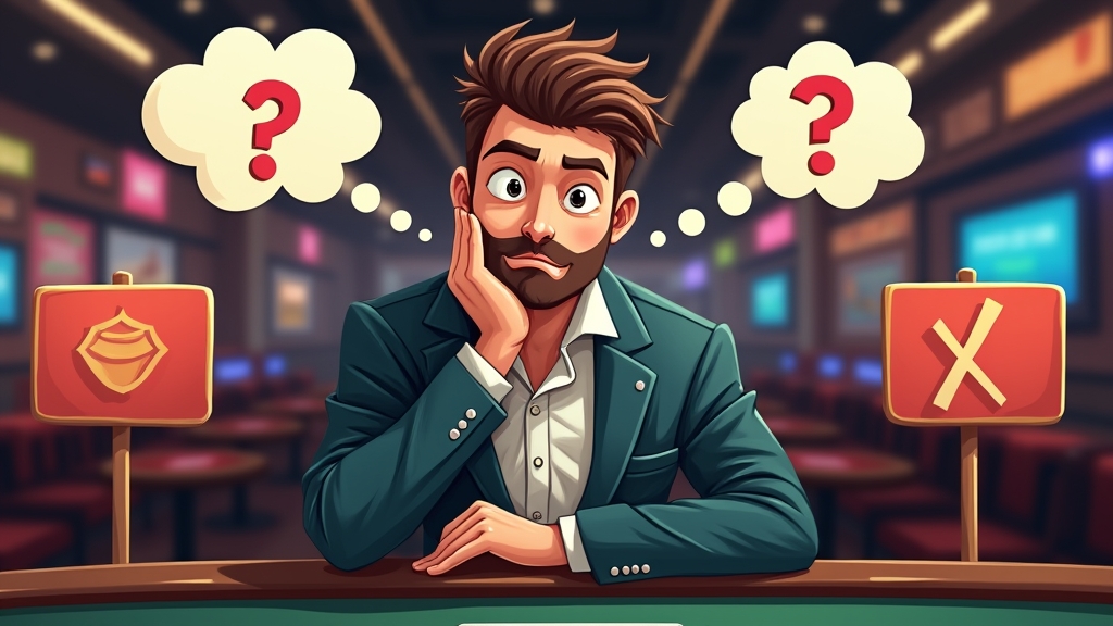 Thoughtful player in casino avoiding bonus pitfalls